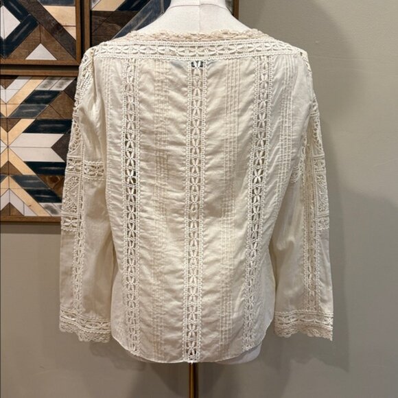 Vintage Ralph Lauren Ivory Bateau Neck Lace Top size 10 - Picture 5 of 13